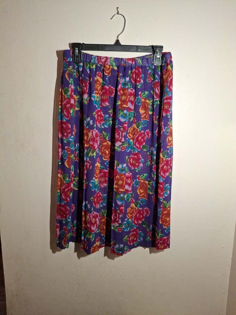 Vintage Leslie Fay Floral Pleated Midi Skirt Size 12